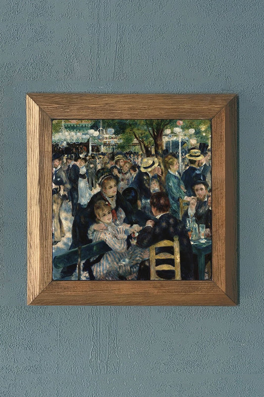 Solid Framed Natural Stone Painting 11" x 11" Bal du moulin de la Galette Auguste Renoir
