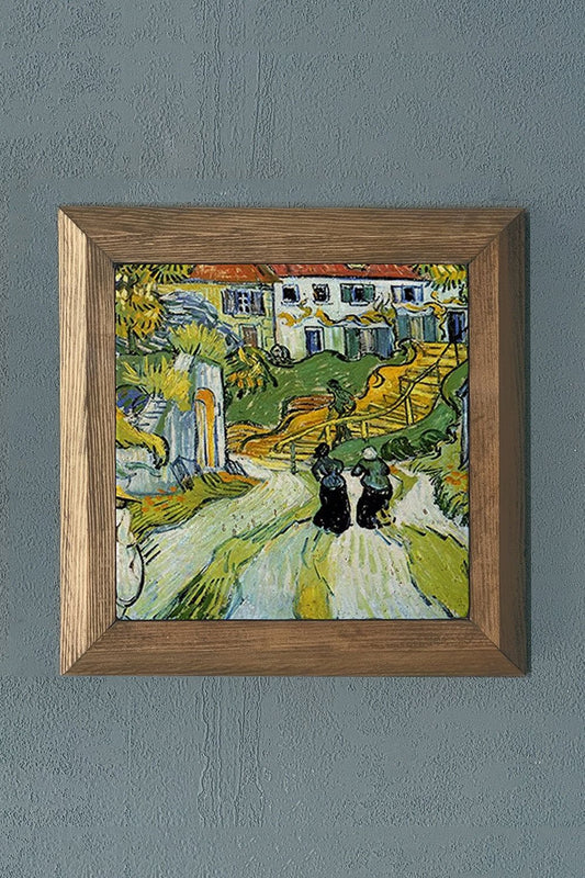 Solid Framed Natural Stone Painting 11" x 11" Vincent Van Gogh Works