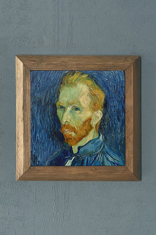 Solid Framed Natural Stone Painting 11" x 11" Vincent Van Gogh Works