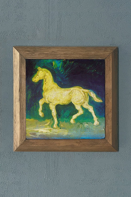 Solid Framed Natural Stone Painting 11" x 11" Vincent Van Gogh Works