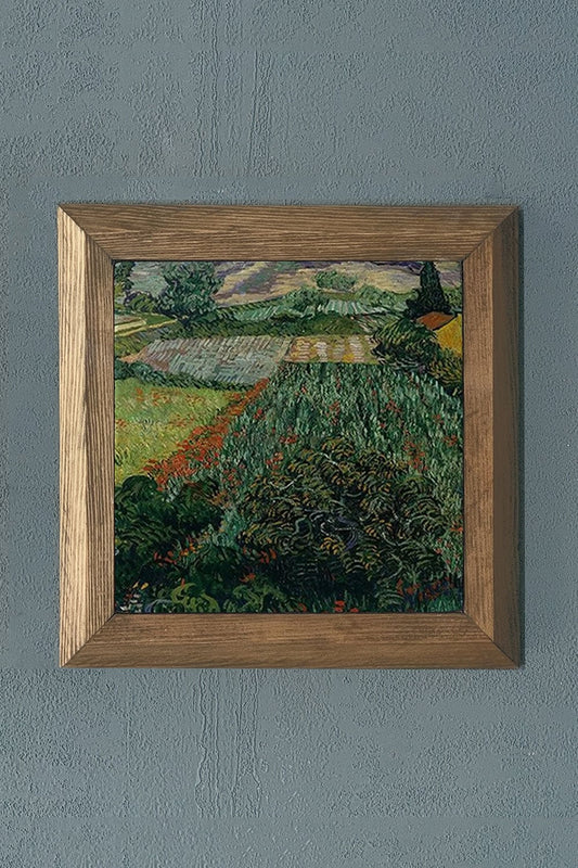 Solid Framed Natural Stone Painting 11" x 11" Vincent Van Gogh Works