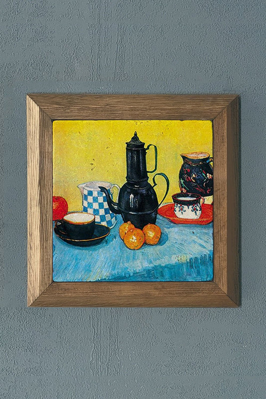 Solid Framed Natural Stone Painting 11" x 11" Vincent Van Gogh Works