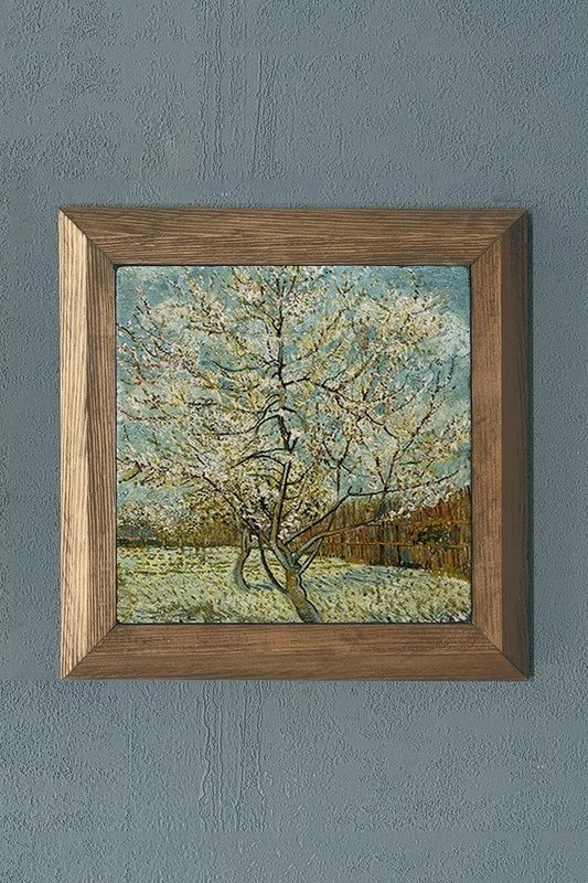 Solid Framed Natural Stone Painting 11" x 11" Vincent Van Gogh Works