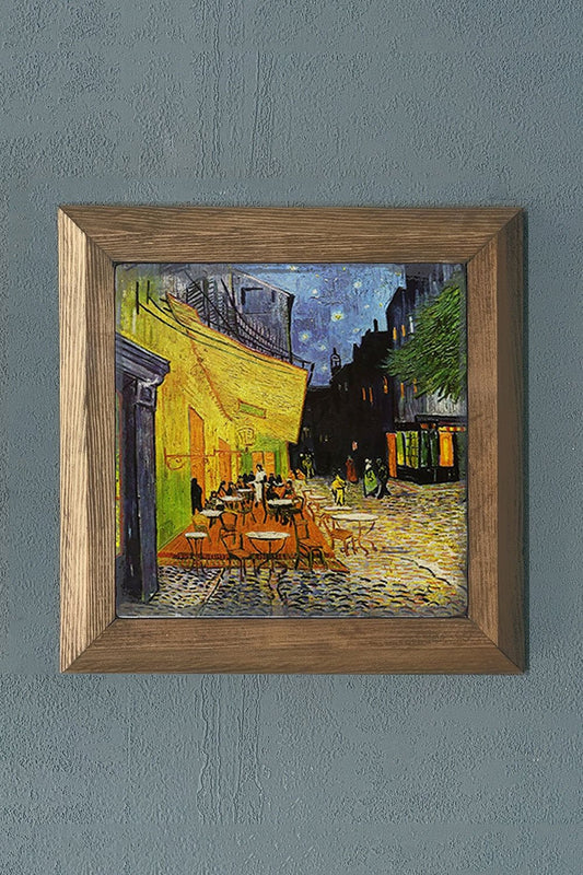 Solid Framed Natural Stone Painting 11" x 11" Vincent Van Gogh Works