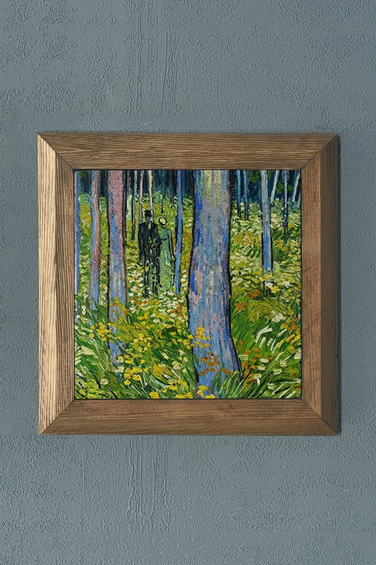 Solid Framed Natural Stone Painting 11" x 11" Vincent Van Gogh Works
