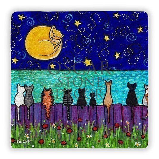 MOONLIGHT AND CATS NATURAL STONE WALL DECOR / DD170 (WALL DECOR)