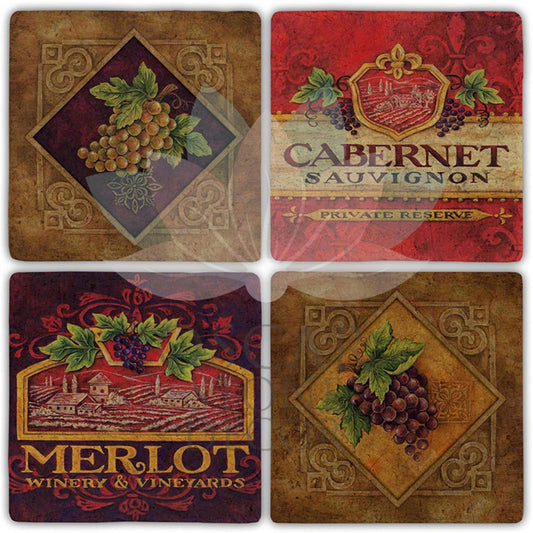 MERLOT 4-Piece NATURAL STONE COASTERS / BA411 (COASTER)