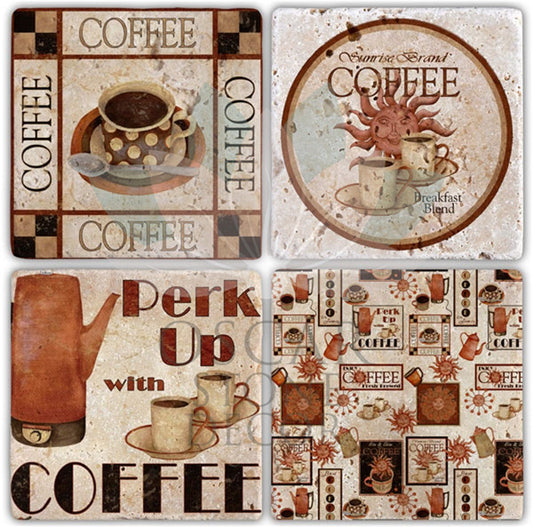 MOCHA 4-Piece NATURAL STONE COASTERS / BA005 (COASTER)