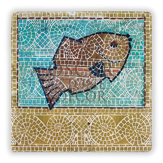 MOSAIC FISH NATURAL STONE WALL DECOR / DD198 (WALL DECOR)