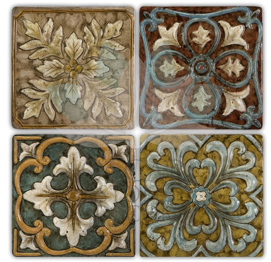 MOTIF 3 PACK OF 4 NATURAL STONE COASTERS / BA107 (COASTER)