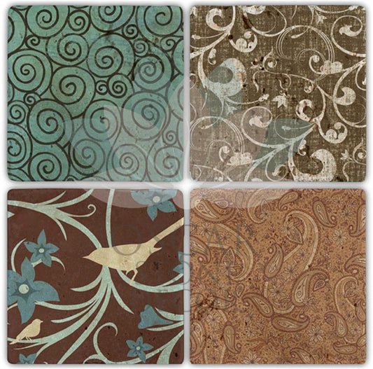 MOTIF 4-Piece NATURAL STONE COASTERS / BA006 (COASTER)