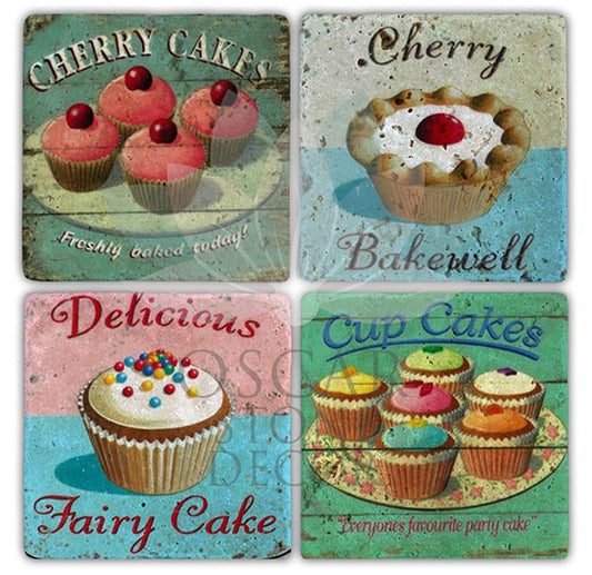 MUFFIN 3 PACK OF 4 NATURAL STONE COASTERS / BA142 (COASTER)