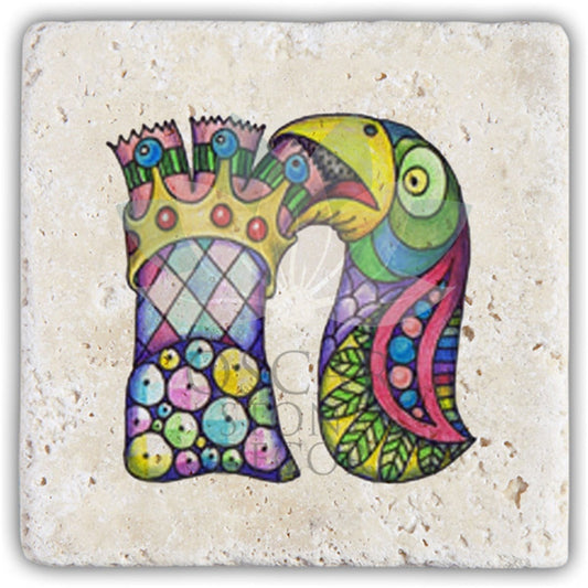 LETTER N SINGLE NATURAL STONE COASTER / BA-N5 (COASTER)