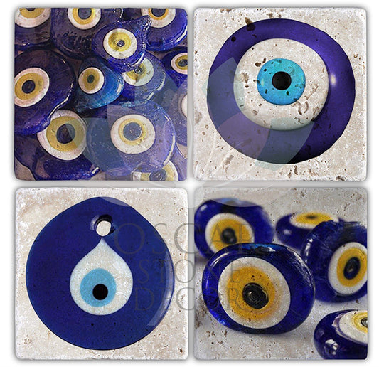 NAZAR 2 PACK OF 4 NATURAL STONE COASTERS / BA135 (COASTER)