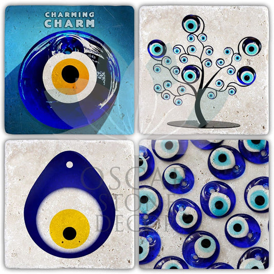NAZARA NAZARA PACK OF 4 NATURAL STONE COASTERS / BA409 (COASTER)