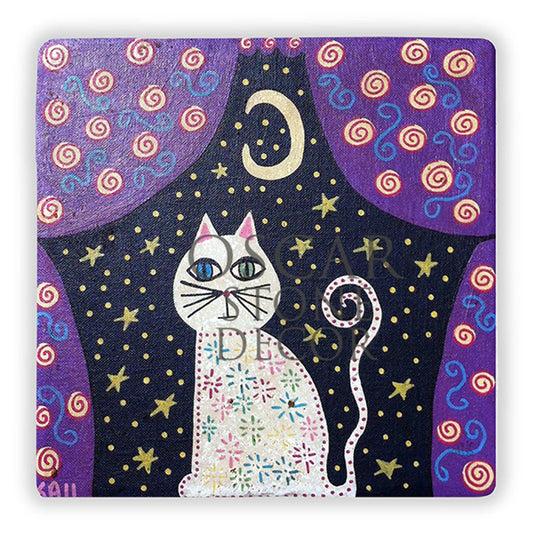 NIGHT CAT NATURAL STONE WALL DECOR / DD235 (WALL DECOR)