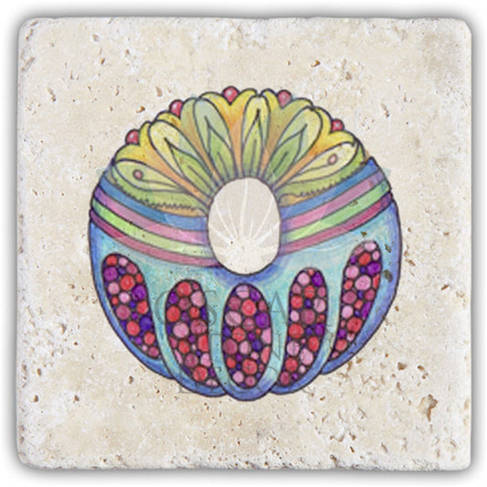 LETTER O SINGLE NATURAL STONE COASTER / BA-O5 (COASTER)