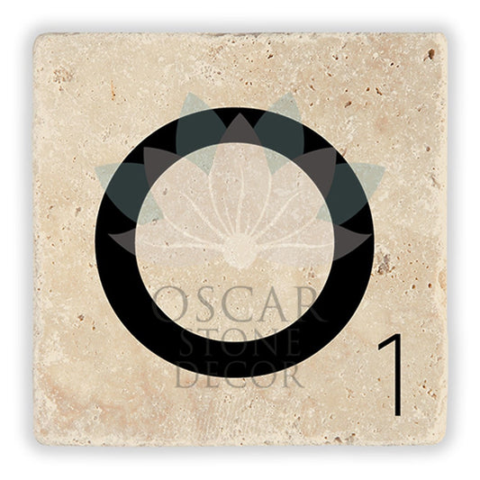 LETTER O SINGLE NATURAL STONE COASTER / BA-O2 (COASTER)