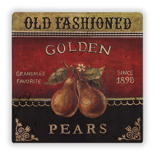 OLD FASHIONED PEARS NATURAL STONE WALL DECOR / DD317 (WALL DECOR)