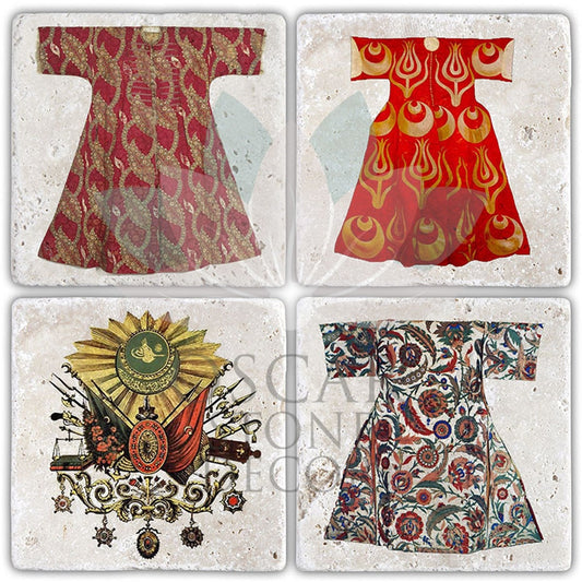 OTTOMAN 4-Piece NATURAL STONE COASTERS / BA376 (COASTER)