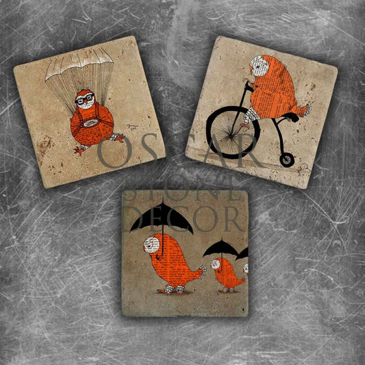 OWL ACTIVITY NATURAL STONE MAGNET SET / MG-030