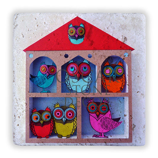 OWLS HOUSE NATURAL STONE WALL DECOR / DD275 (WALL DECOR)