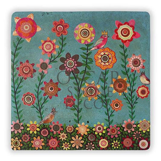 PASTEL FLOWERS NATURAL STONE WALL DECOR / DD130 (WALL DECOR)