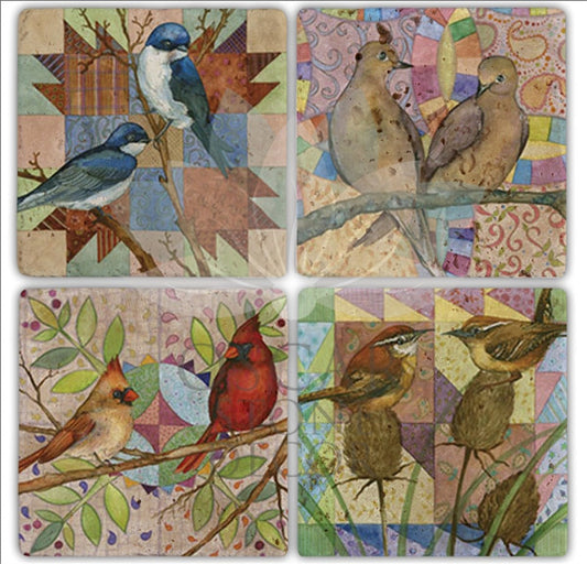 PATCHBIRD 4-Piece NATURAL STONE COASTERS / BA184 (COASTER)