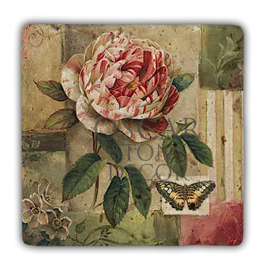 PINK ROSE NATURAL STONE WALL DECOR / DD357 (WALL DECOR)