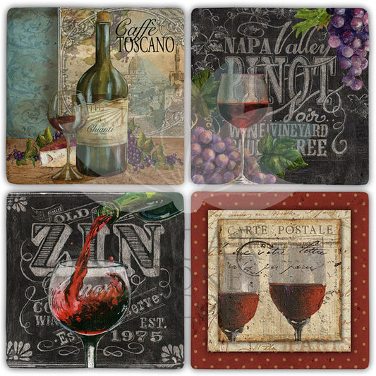 PINOT 4-Piece NATURAL STONE COASTERS / BA524 (COASTER)