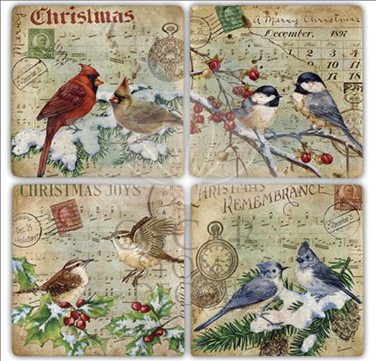POSTBIRD 4-Piece NATURAL STONE COASTERS / BA206 (COASTER)