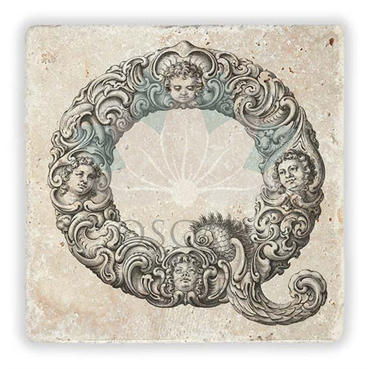 LETTER Q SINGLE NATURAL STONE COASTER / BA-Q1 (COASTER)