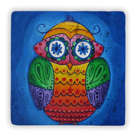COLORFUL OWL NATURAL STONE WALL DECOR / DD350 (WALL DECOR)