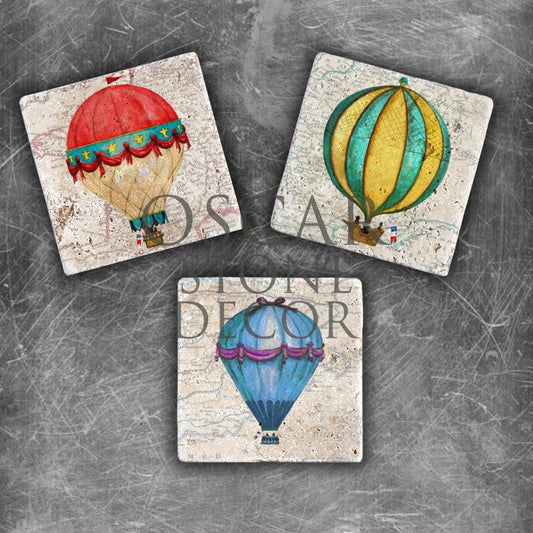 COLORED BALLOONS NATURAL STONE MAGNET SET / MG-078