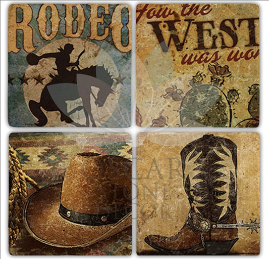 RODEO 4-Piece NATURAL STONE COASTERS / BA176 (COASTER)