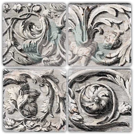 RUSTIC 4-Piece NATURAL STONE COASTERS / BA245 (COASTER)