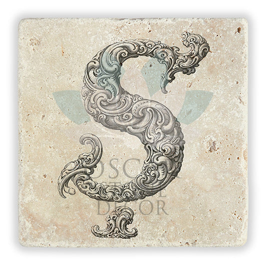 LETTER S SINGLE NATURAL STONE COASTER / BA-Ş1 (COASTER)