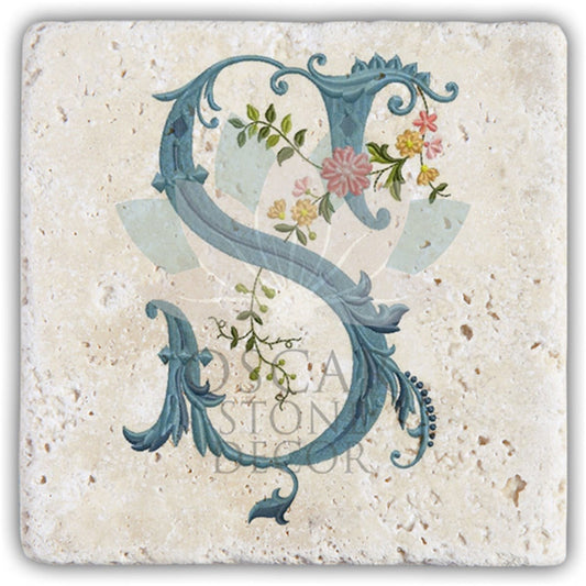 LETTER S SINGLE NATURAL STONE COASTER / BA-Ş4 (COASTER)