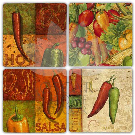 SALSA 4-Piece NATURAL STONE COASTERS / BA243 (COASTER)