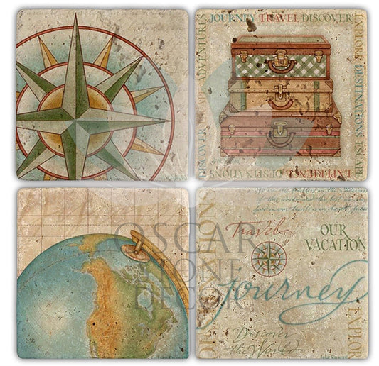 SEYYAH 4-Piece NATURAL STONE COASTERS / BA115 (COASTER)