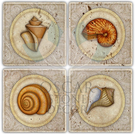 SHELLORANGE 4-Piece NATURAL STONE COASTERS / BA009 (COASTER)