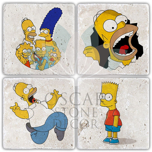 SIMPSONS 4-Piece NATURAL STONE COASTERS / BA453 (COASTER)