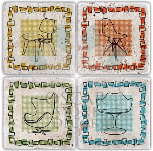 SIT DOWN 4-Piece NATURAL STONE COASTERS / BA049 (COASTER)