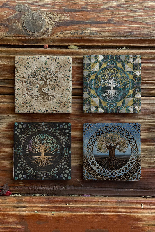 Stone Coasters Stone Coasters - Set of 4 Tree of Life Set