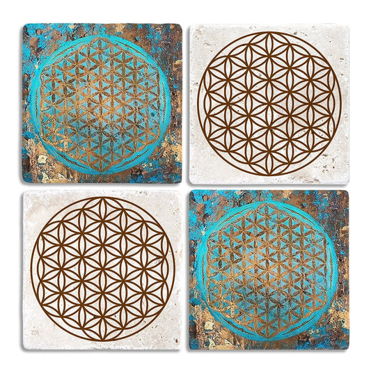 Stone Coasters Stone Coasters - Set of 4 Flower of Life Set