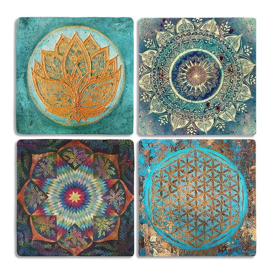 Stone Coasters Stone Coasters - Set of 4 Flower of Life Set