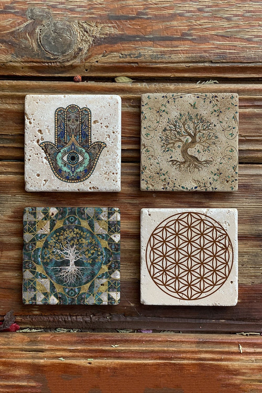 Stone Coasters Stone Coasters - Set of 4 Tree of Life Fatma Ana Eli
