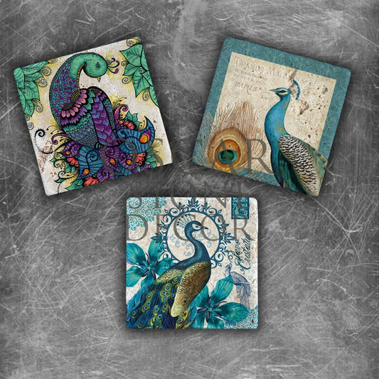 PEACOCK WING NATURAL STONE MAGNET SET / MG-131