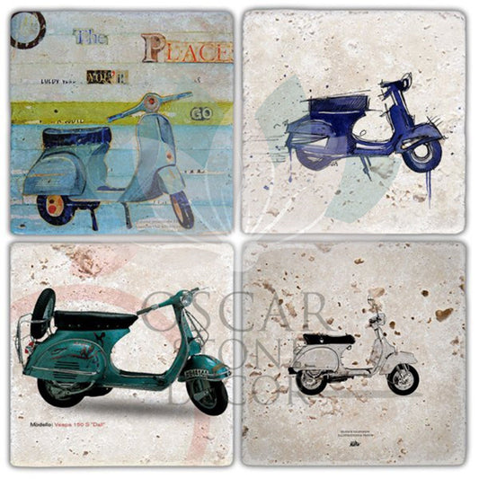 THE VESPA 4-Piece NATURAL STONE COASTERS / BA335 (COASTER)