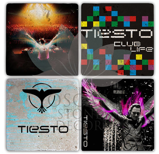 TIESTO 4-Piece NATURAL STONE COASTERS / BA119 (COASTER)